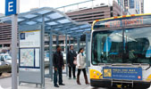 Marquette and 2nd, people getting on bus