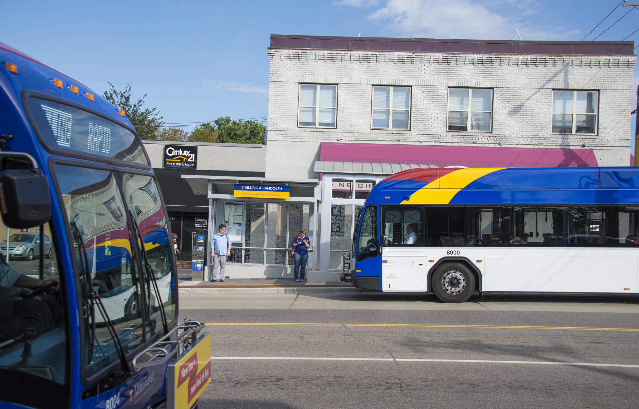 A Line buses pass near the station at Snelling and Randolph.