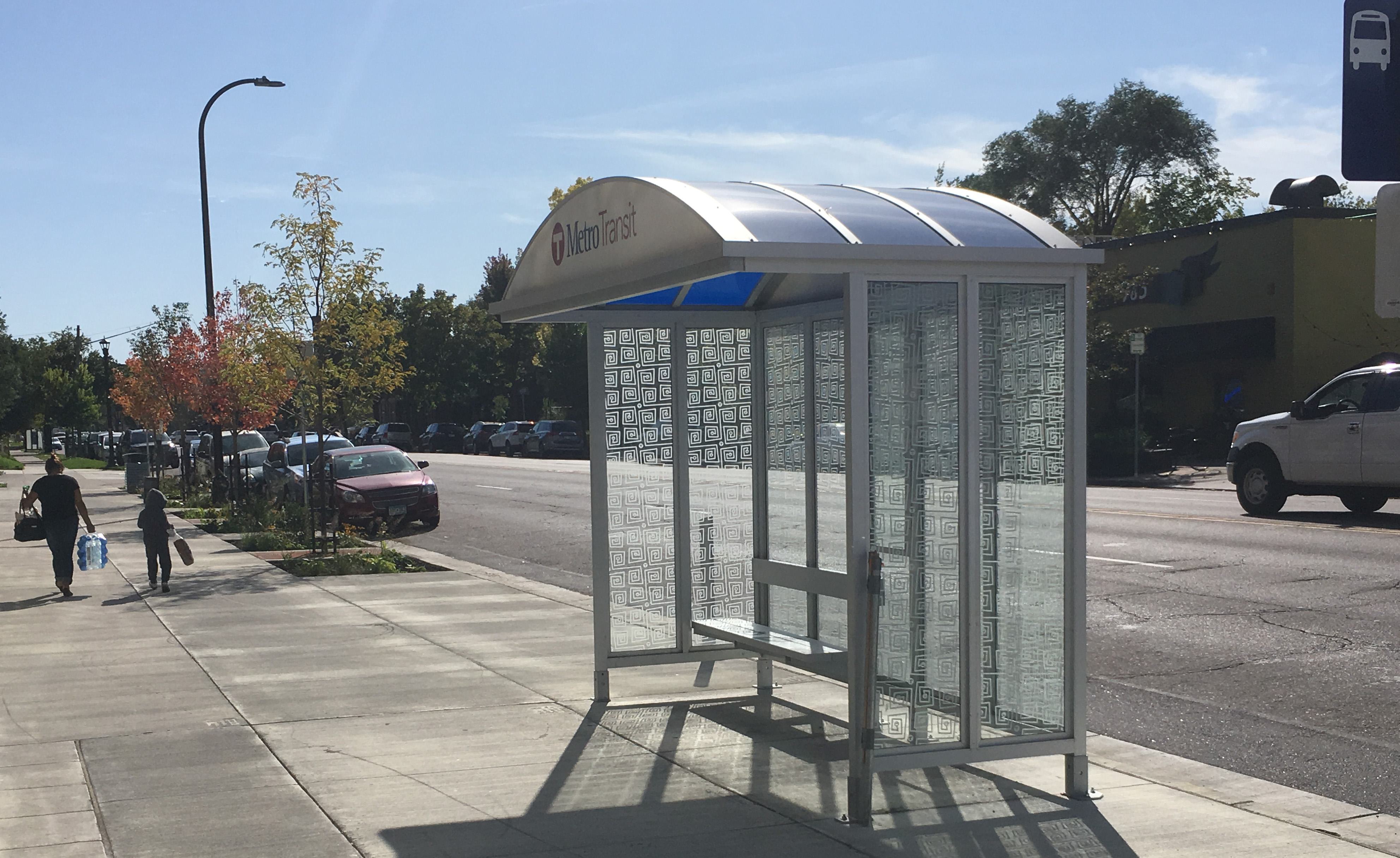 a bus stop at 26th Street and Lyndale Avenue in Minneapolis.