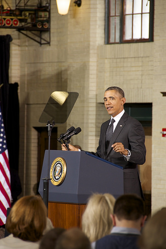 President Obama talks transportation at Union Depot.