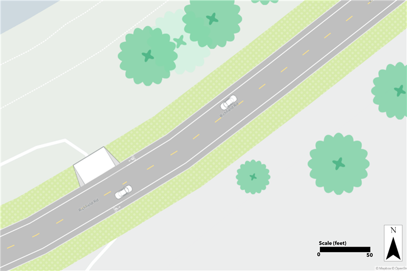 Aerial map of existing condition at the Richfield Road & Bde Maka Ska South area.