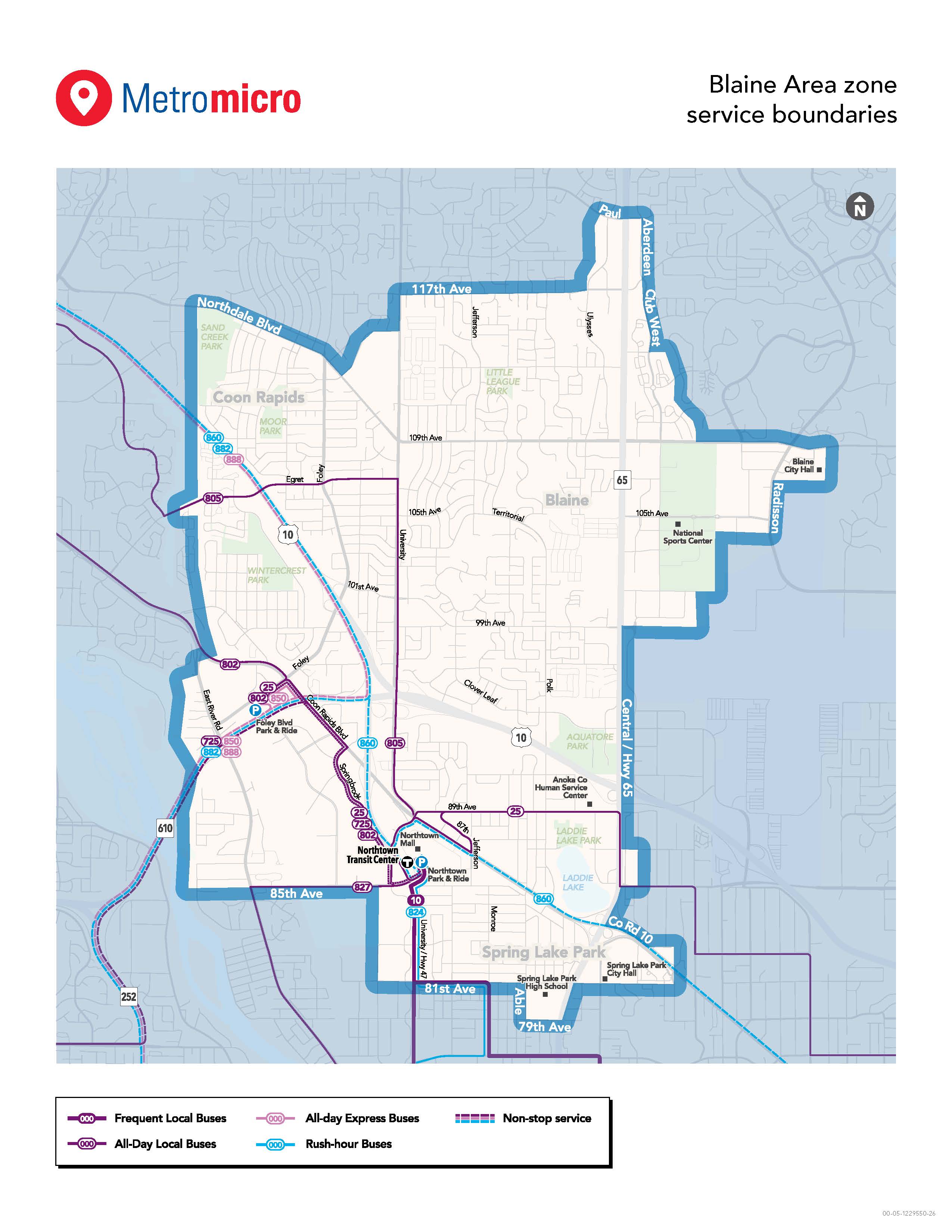 Metro micro service map of Blaine area
