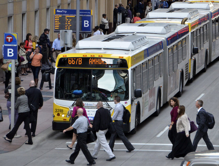  Bus approaching gate B.