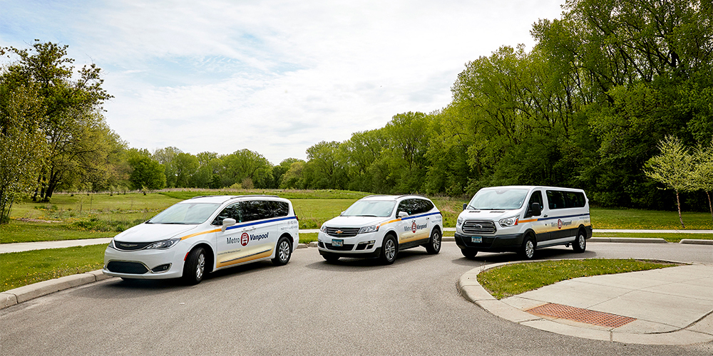 Photo of new vanpool vehicles.